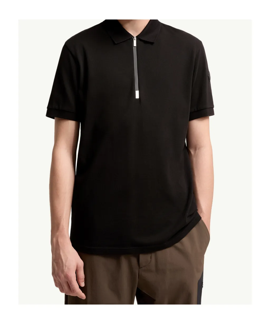 Logo Cotton Piquet Half-Zip Polo Shirt