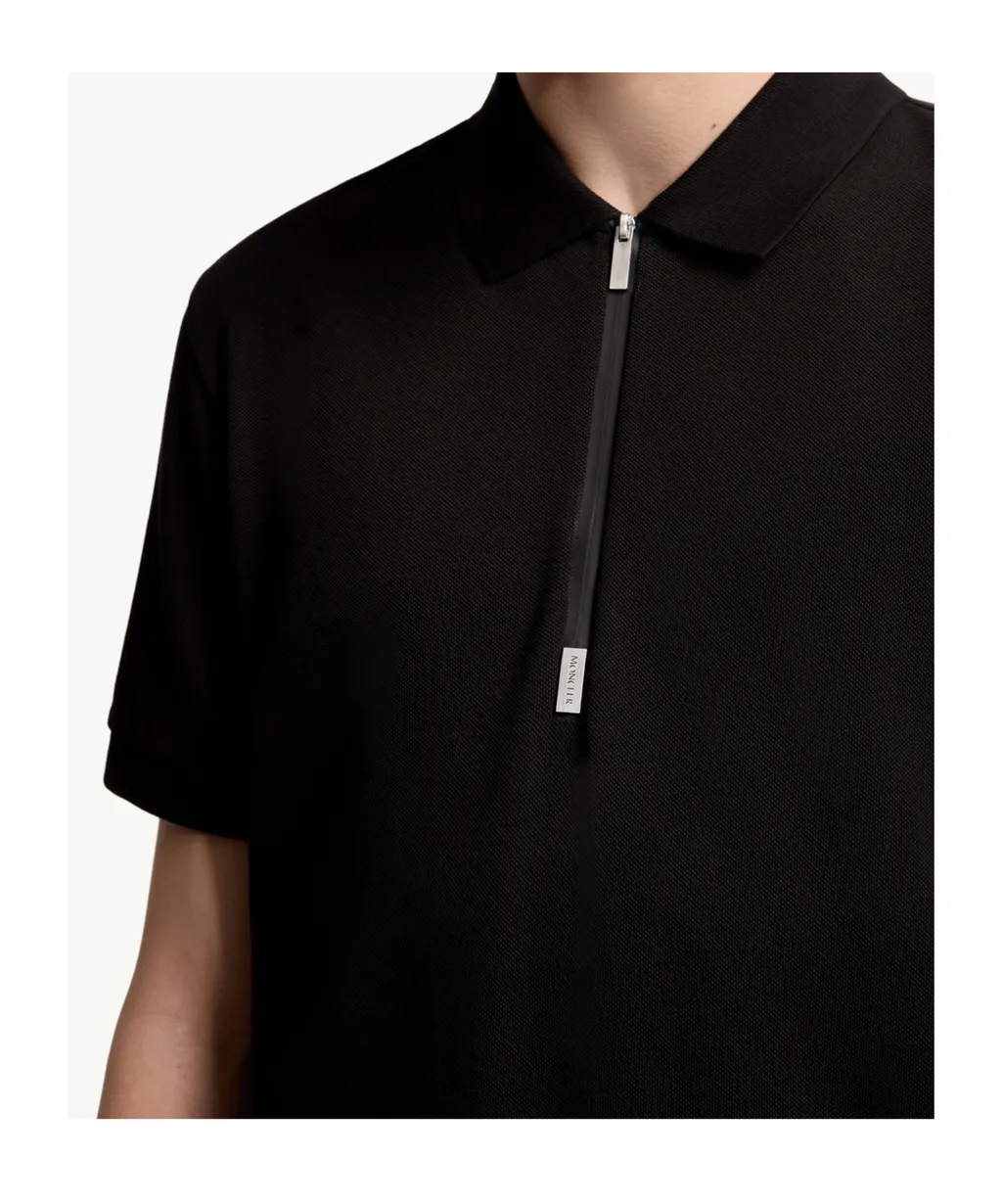 Logo Cotton Piquet Half-Zip Polo Shirt