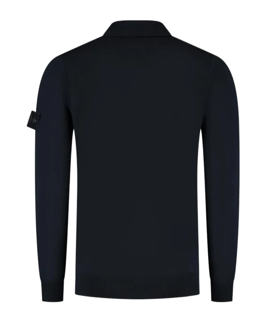 Long-Sleeved Knitted Polo Shirt