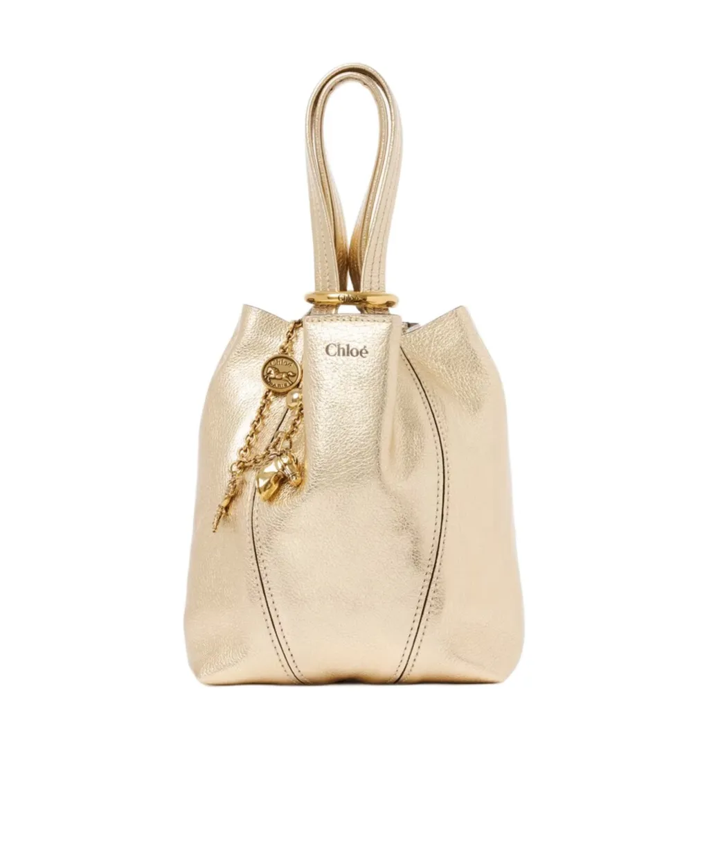 Small Chloe Spin Tote Bag In Metallic Leather With Horse Charms