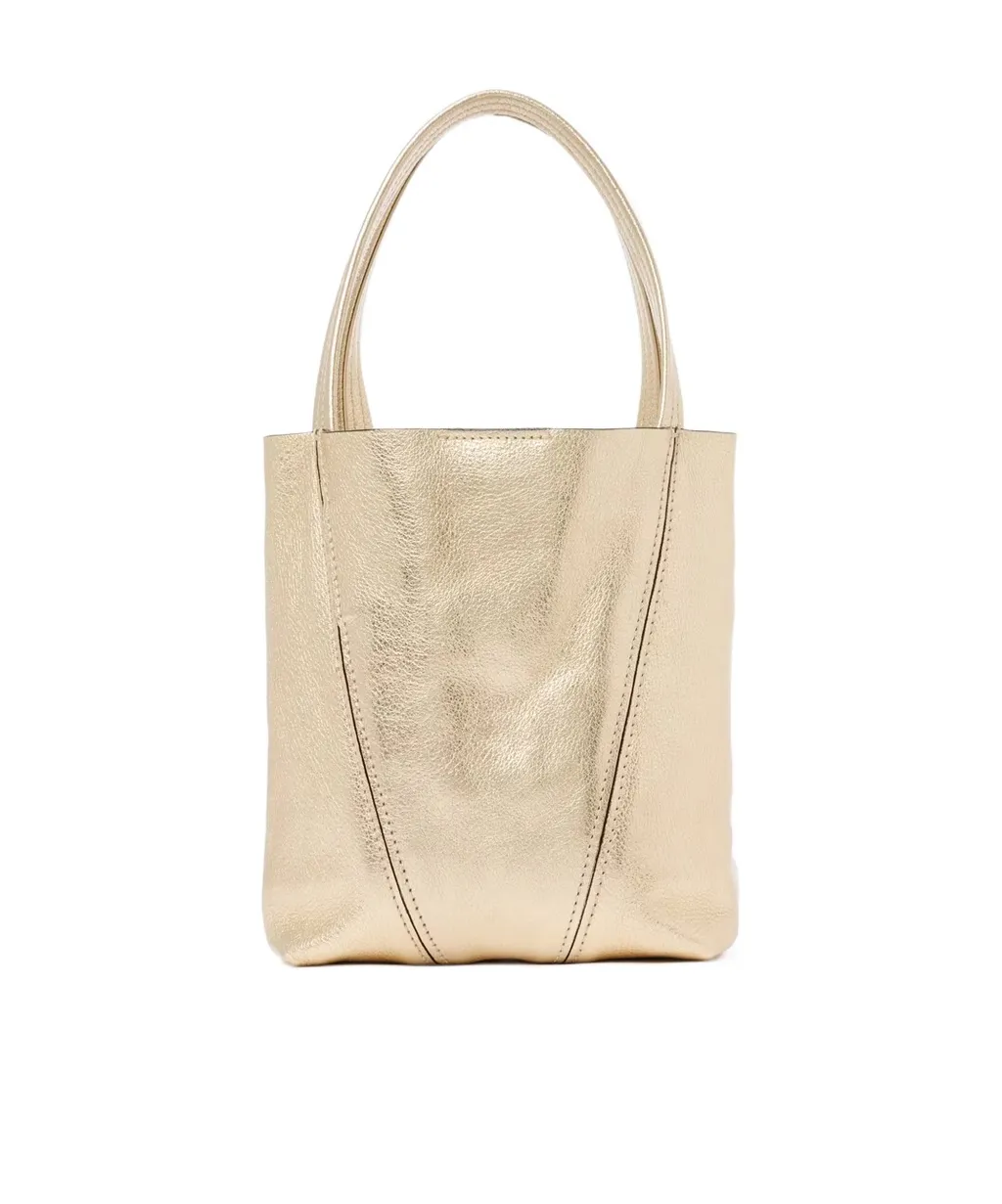 Small Chloe Spin Tote Bag In Metallic Leather With Horse Charms