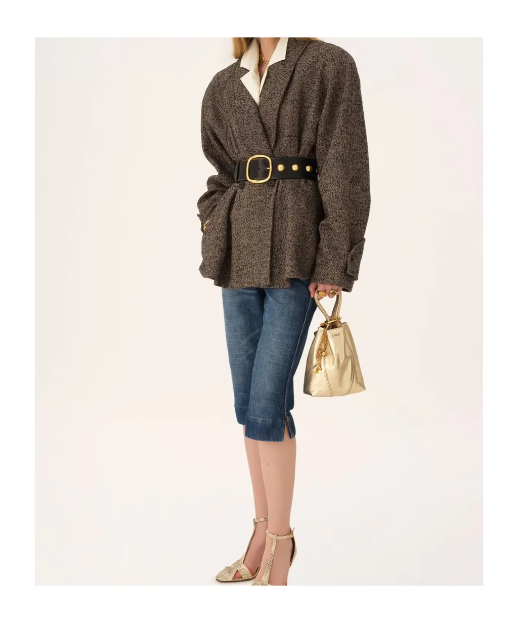 Small Chloe Spin Tote Bag In Metallic Leather With Horse Charms