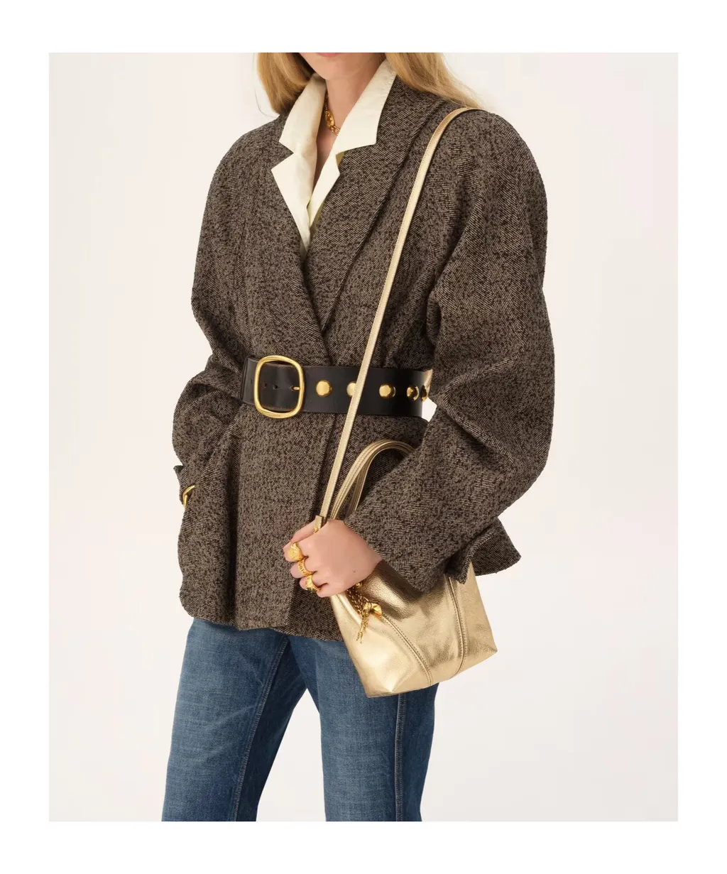 Small Chloe Spin Tote Bag In Metallic Leather With Horse Charms