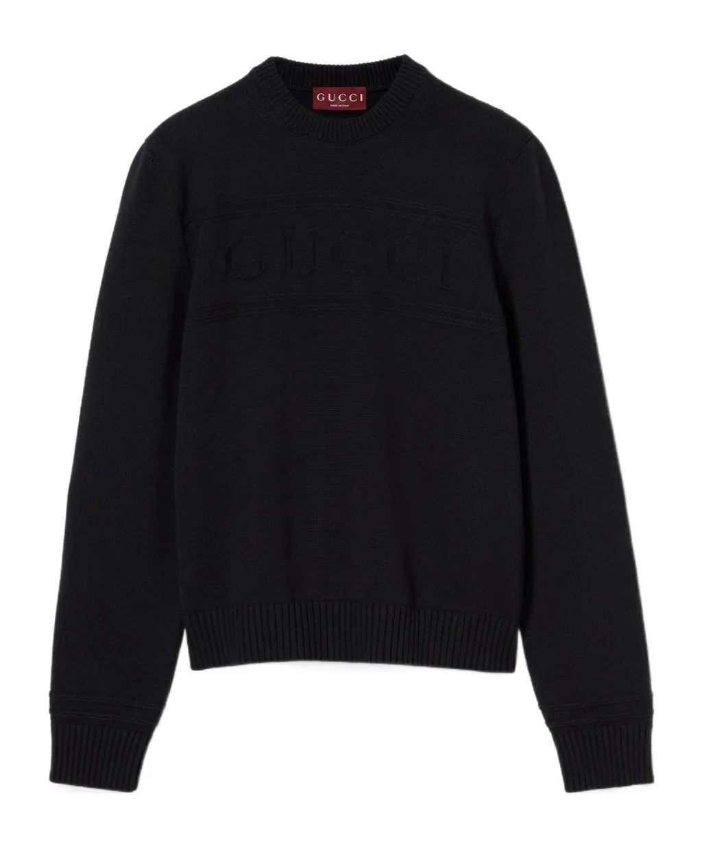 Knit Cotton Wool Sweater With Intarsia