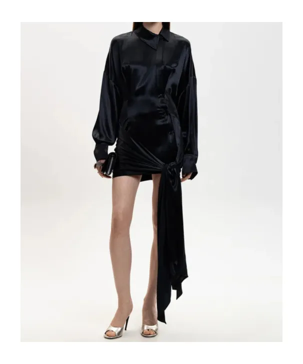 The Attico Knot Tie-Detail Mini Dress