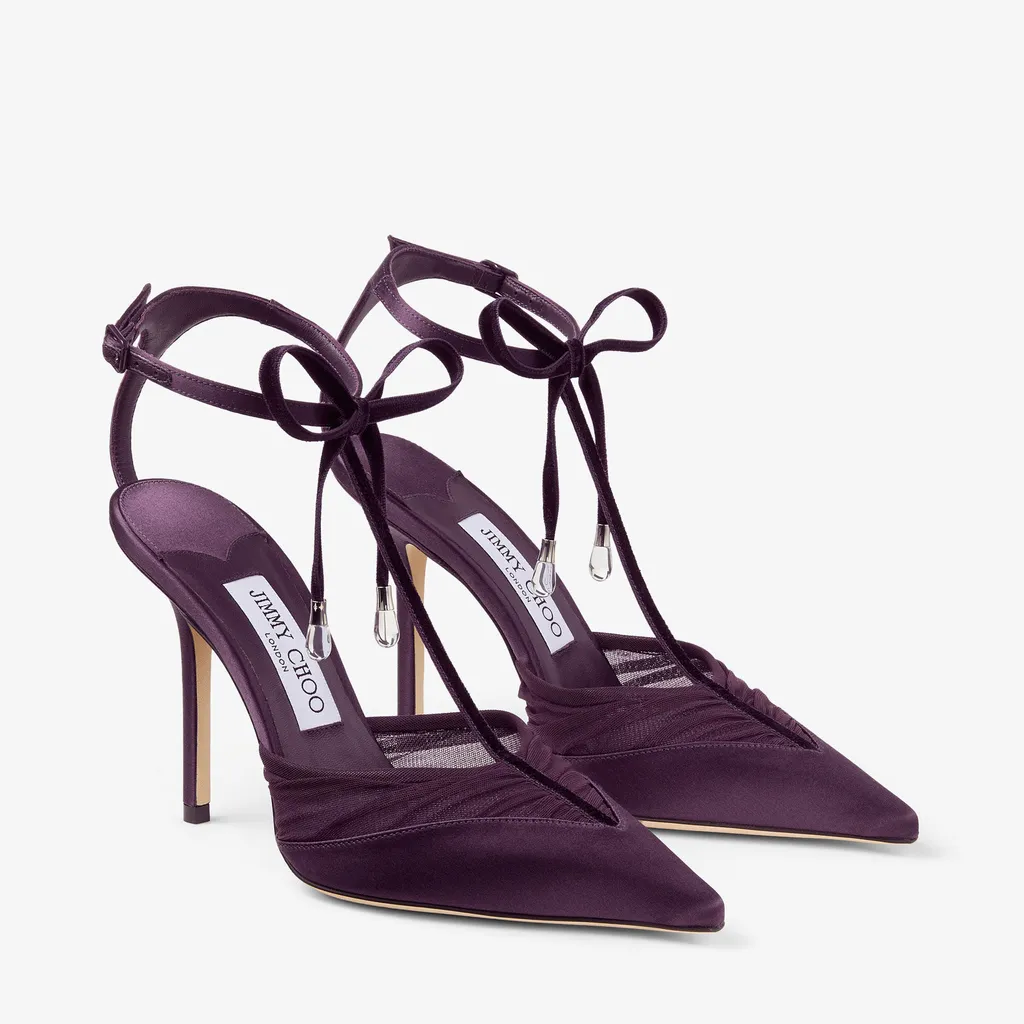 Afia Mesh 100 Winter Bloom Satin And Ruched Tulle Pumps