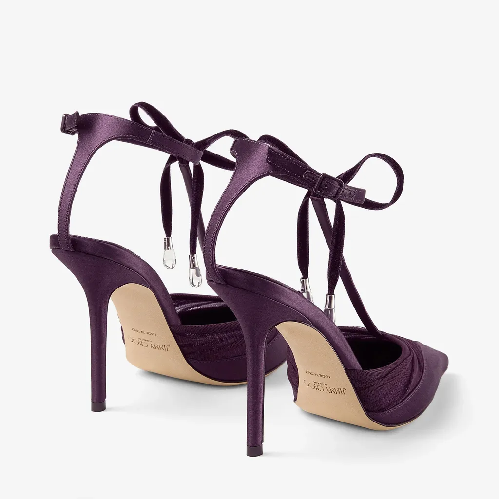 Afia Mesh 100 Winter Bloom Satin And Ruched Tulle Pumps