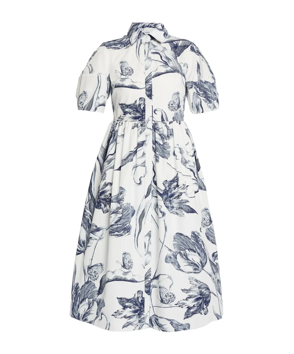 Floral Print Short Sleeve Shirt Dress
