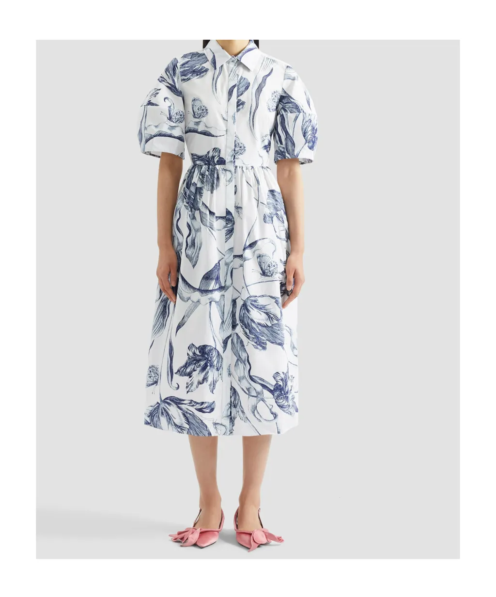 Floral Print Short Sleeve Shirt Dress
