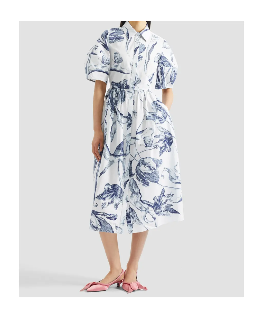 Floral Print Short Sleeve Shirt Dress