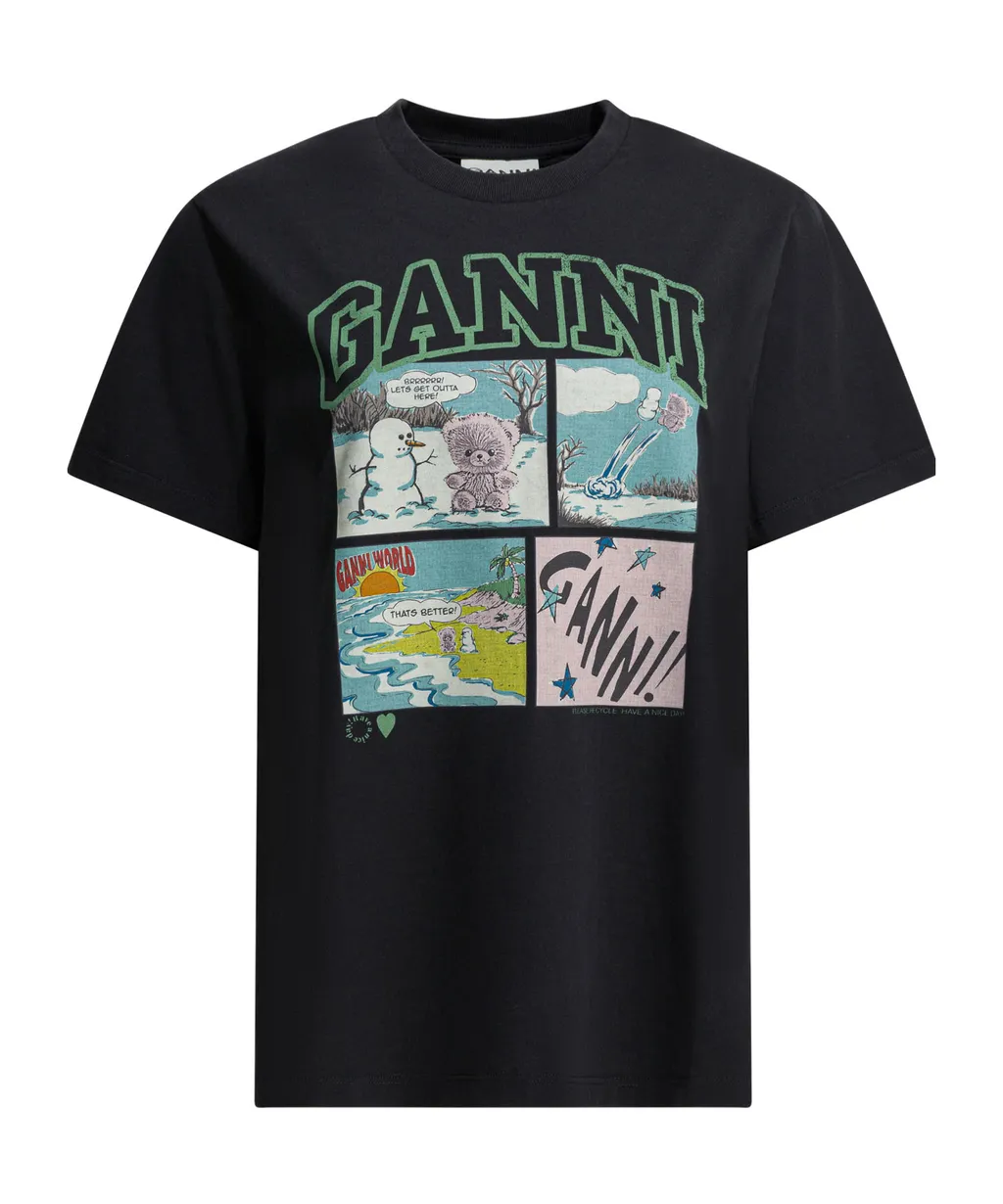 Ganni Bear Comic Teddy Graphic T-Shirt