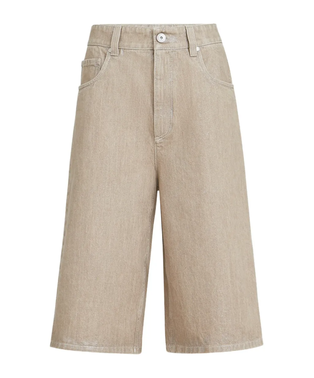 Brunello Cucinelli Lame Denim Bermuda Shorts