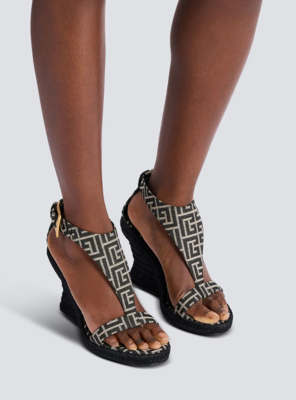 Balmain Anthem Monogram Jacquard Wedge Espadrilles
