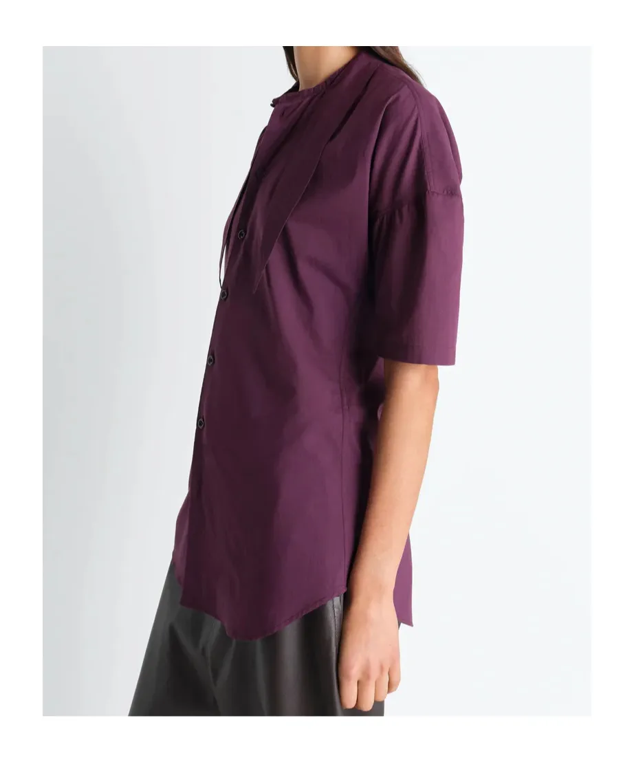 Short Sleeve Shirt With Foulard In Washed Cotton Muslin