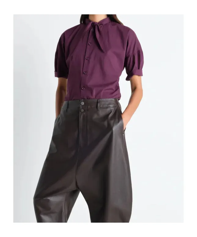 Short Sleeve Shirt With Foulard In Washed Cotton Muslin