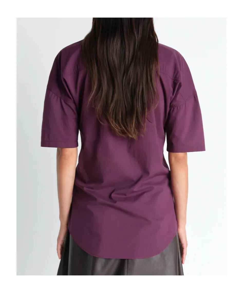 Short Sleeve Shirt With Foulard In Washed Cotton Muslin