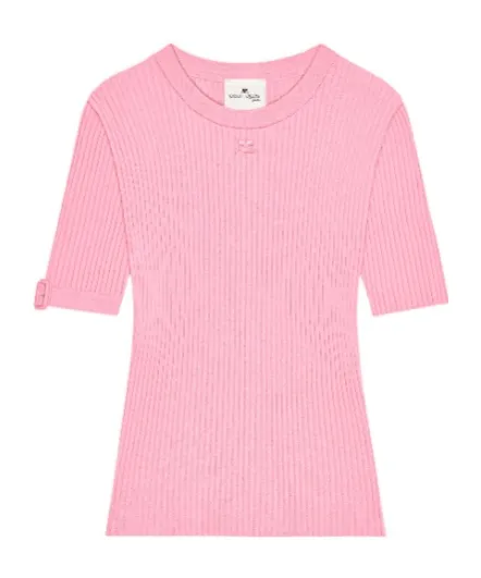 CourrÈGes Buckle Knitted T-Shirt