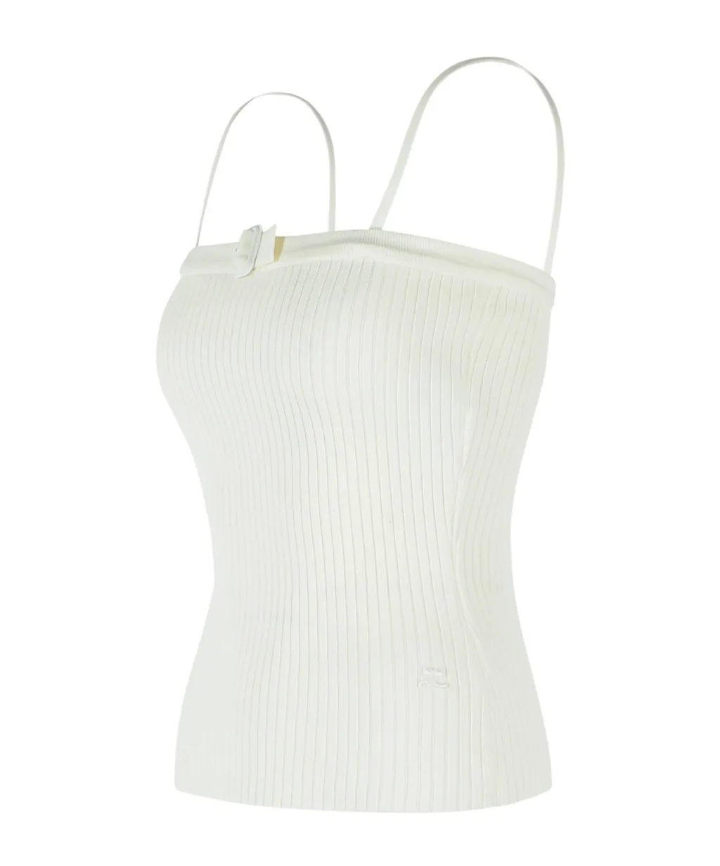 CourrÈGes Buckle Rib Knit Top