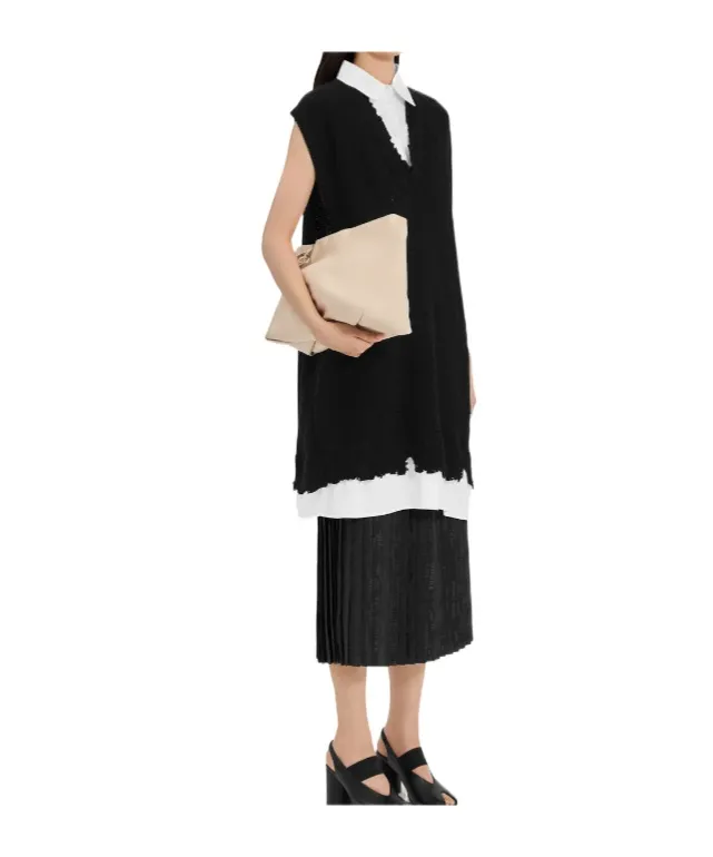 Mm6 Maison Margiela Frayed V-Neck Knitted Dress