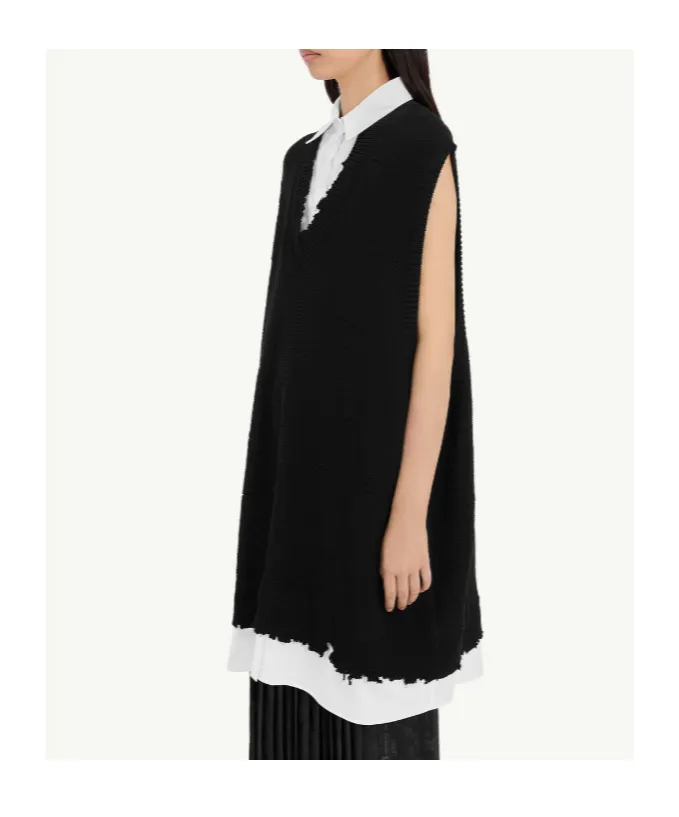 Mm6 Maison Margiela Frayed V-Neck Knitted Dress