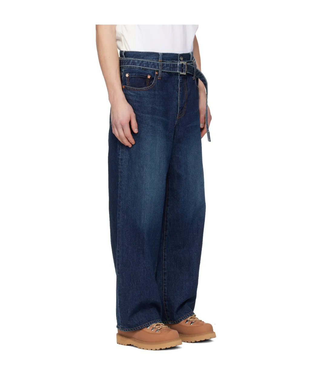 Sacai Belted Straight-Leg Jeans
