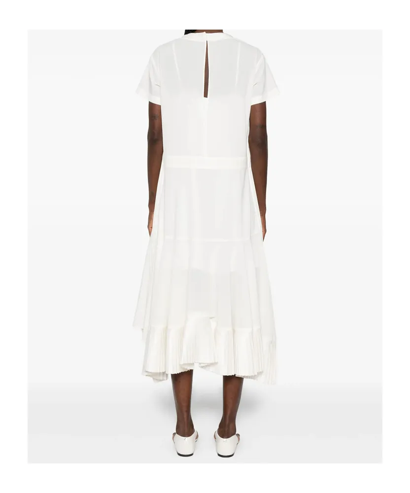 Ruffled Short-Sleeve Asymmetric Dress