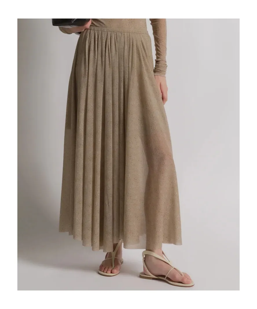 Printed Tulle Pleated Skirt