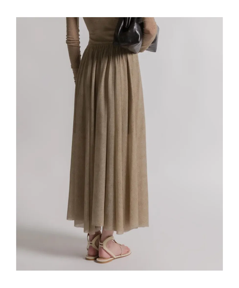Printed Tulle Pleated Skirt