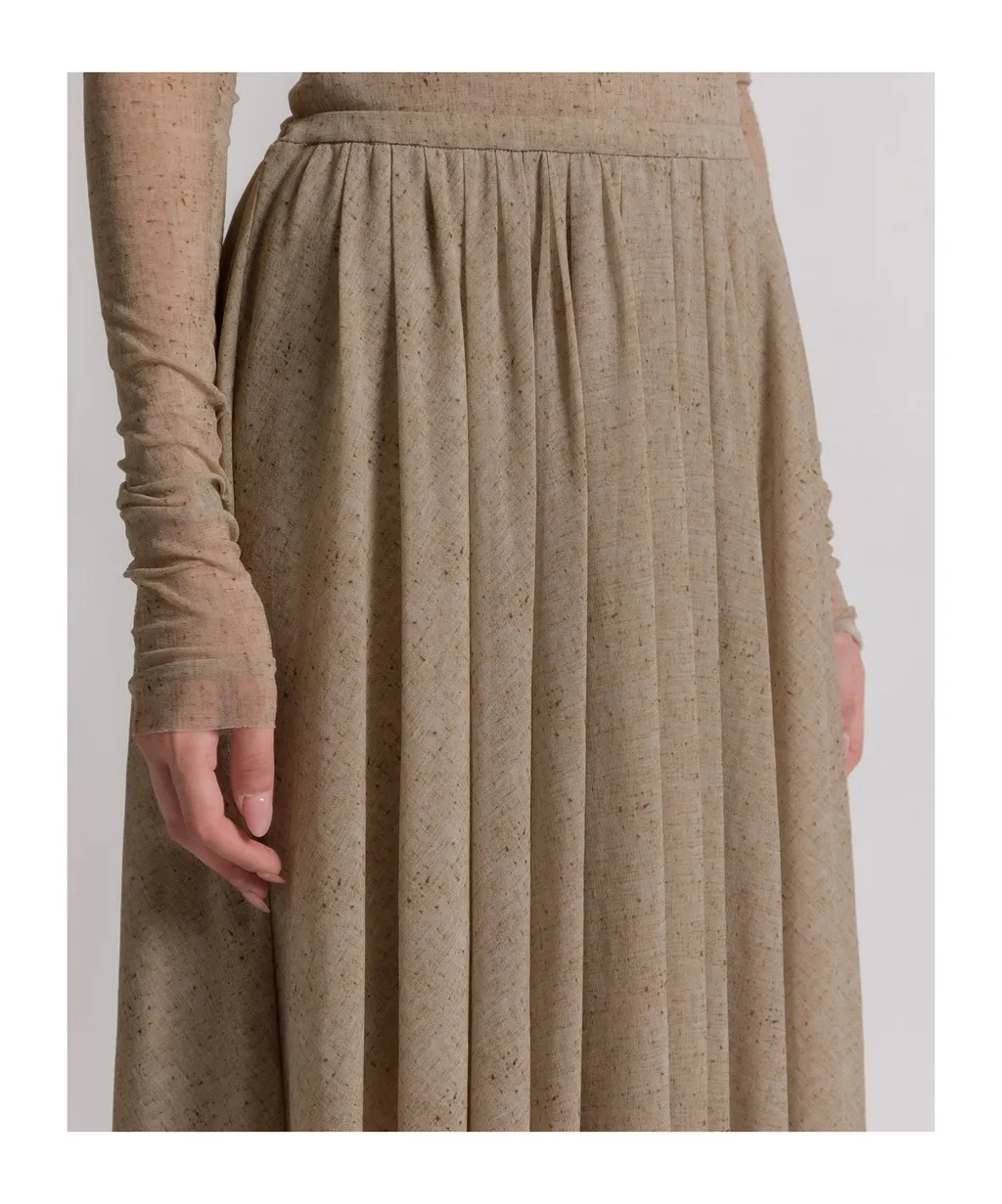 Printed Tulle Pleated Skirt