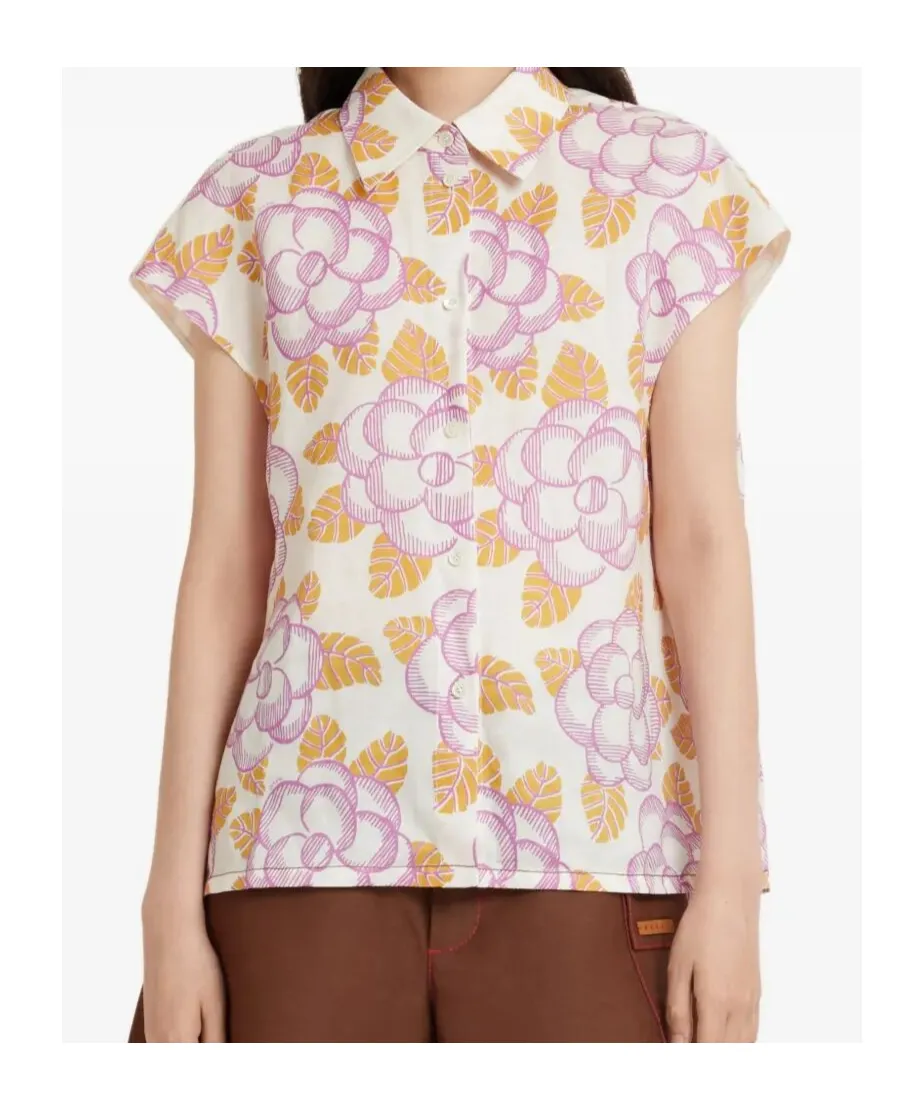 Floral Cap-Sleeved Shirt