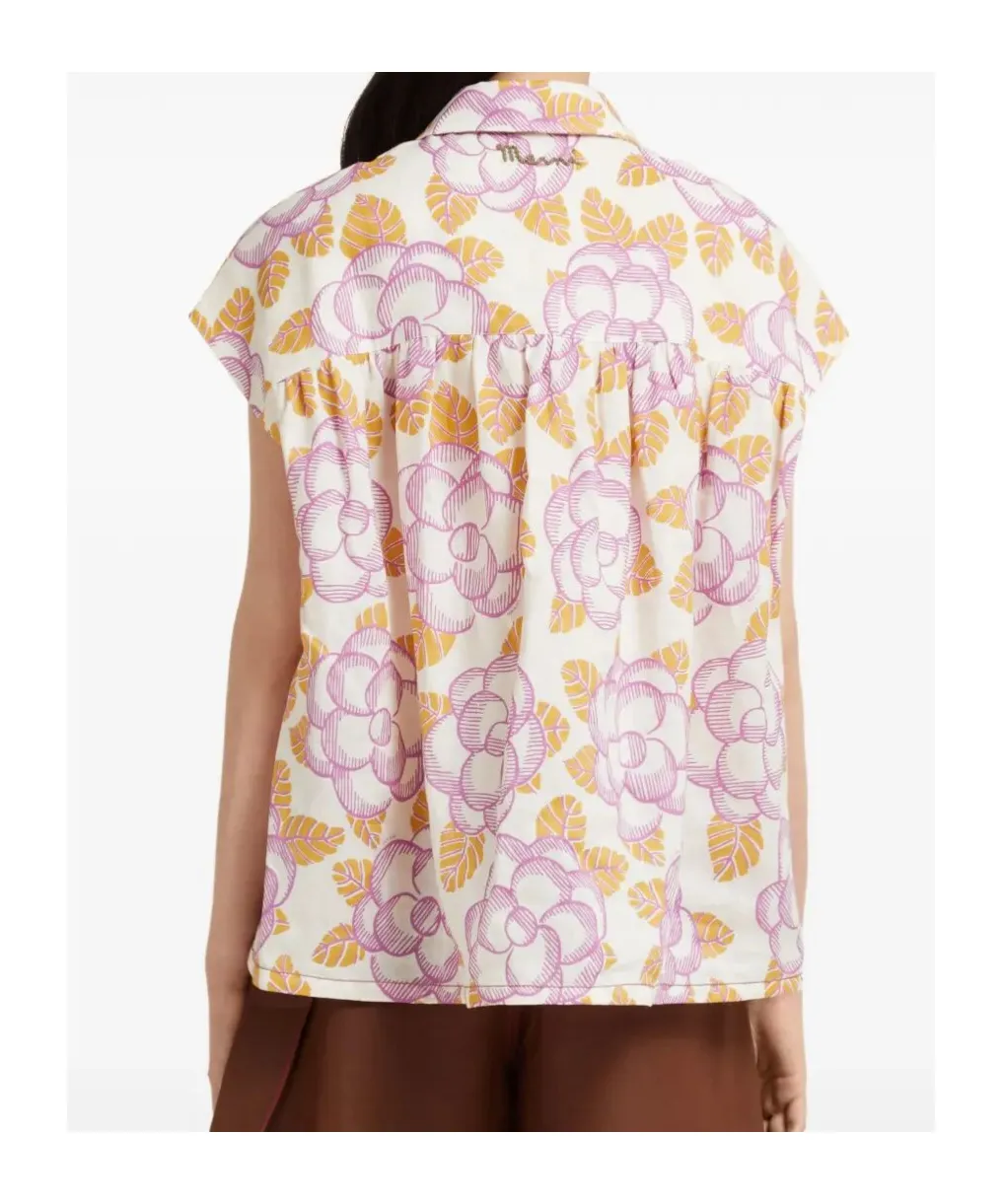 Floral Cap-Sleeved Shirt