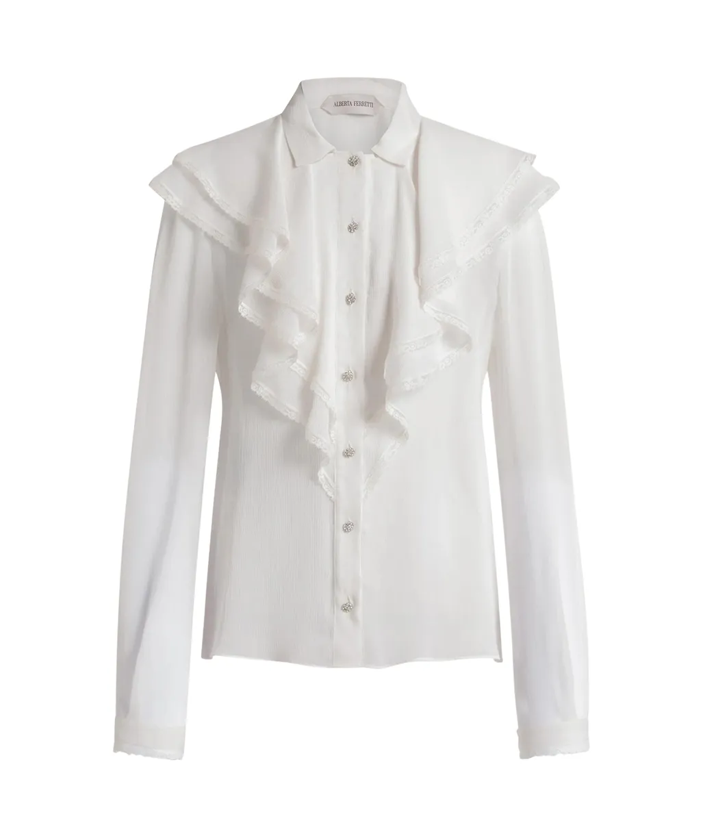 Silk Creponne Ruffle Blouse