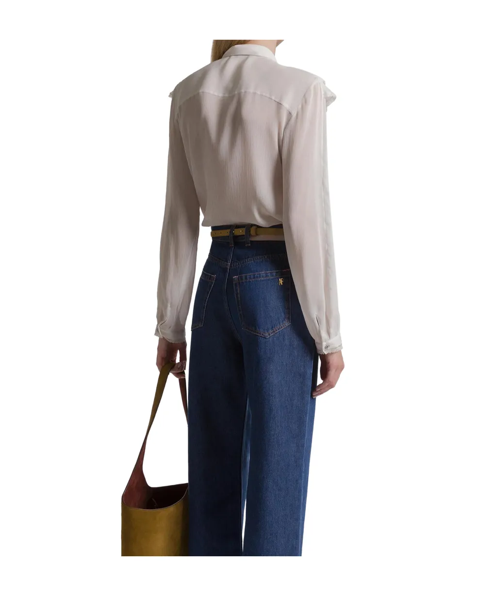 Silk Creponne Ruffle Blouse
