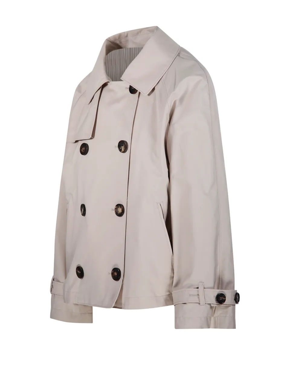 Short Water-Repellent Twill Trench Coat