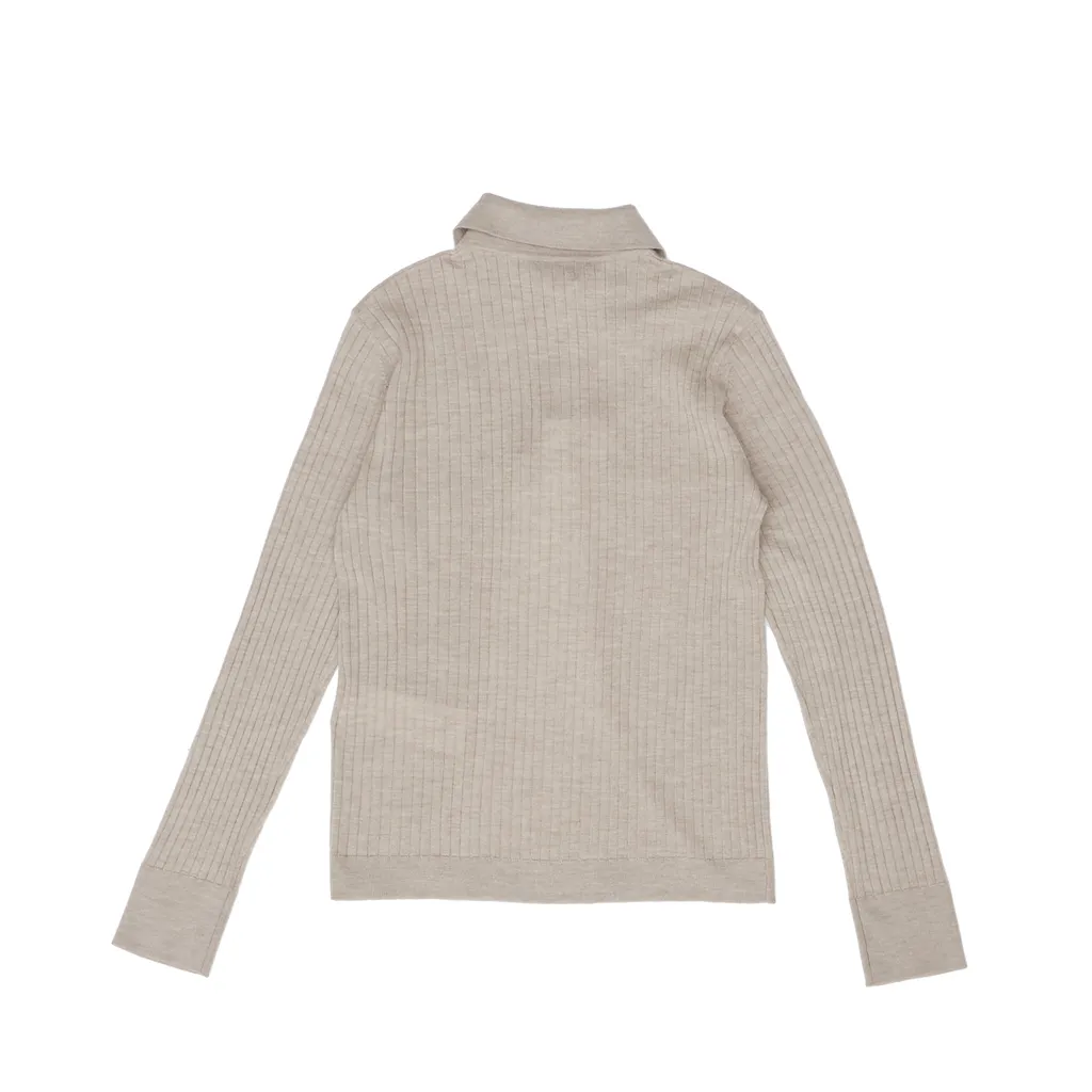 Long-Sleeved Knitted Polo Shirt