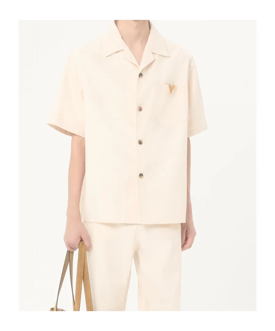 Valentino Denim Bowling Shirt With Vgold