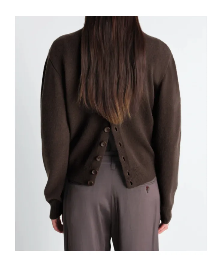 Reversible Buttoned Sweater In Cashmere Wool