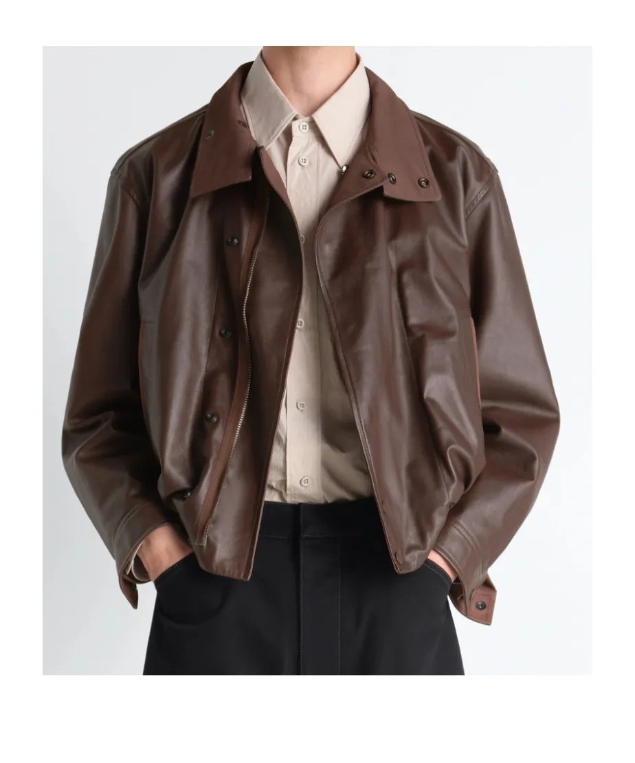 Soft Leather Blouson In Paper Cow Leather