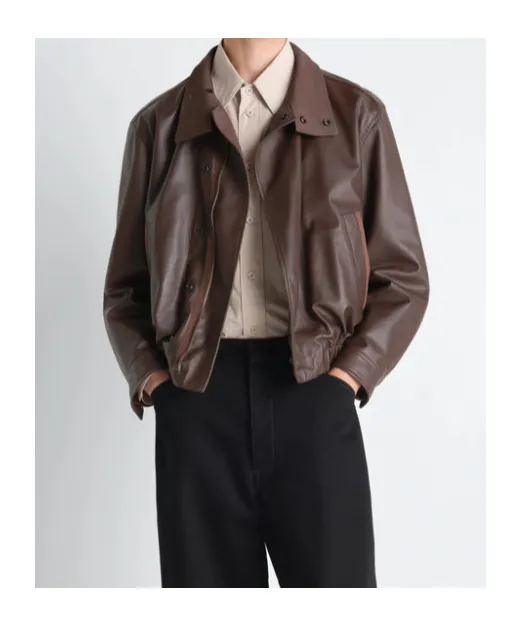 Soft Leather Blouson In Paper Cow Leather