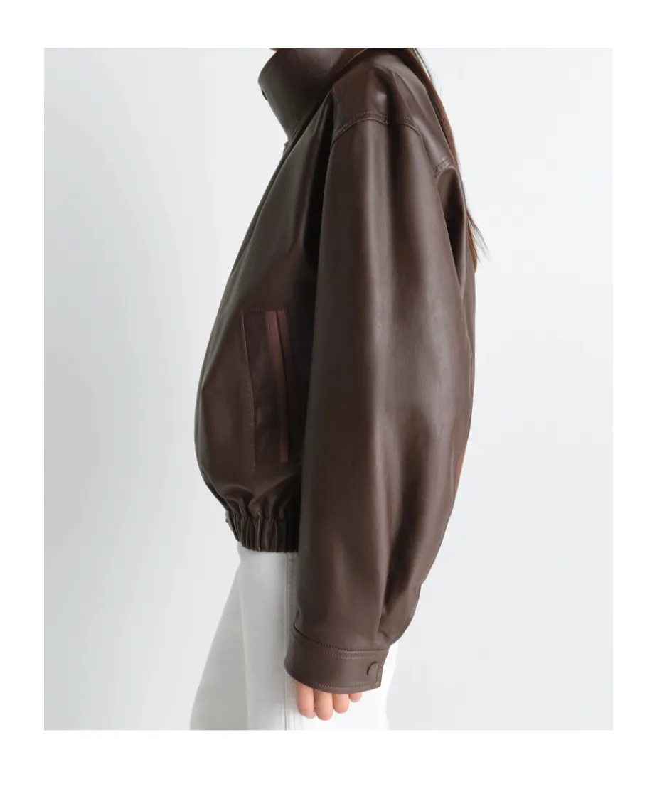 Soft Leather Blouson In Paper Cow Leather