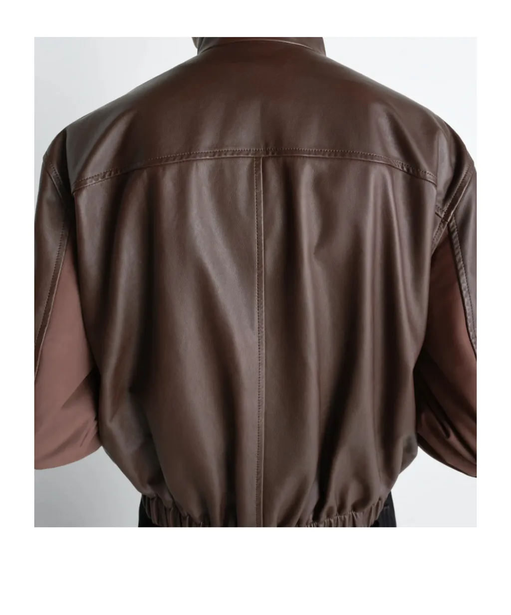 Soft Leather Blouson In Paper Cow Leather