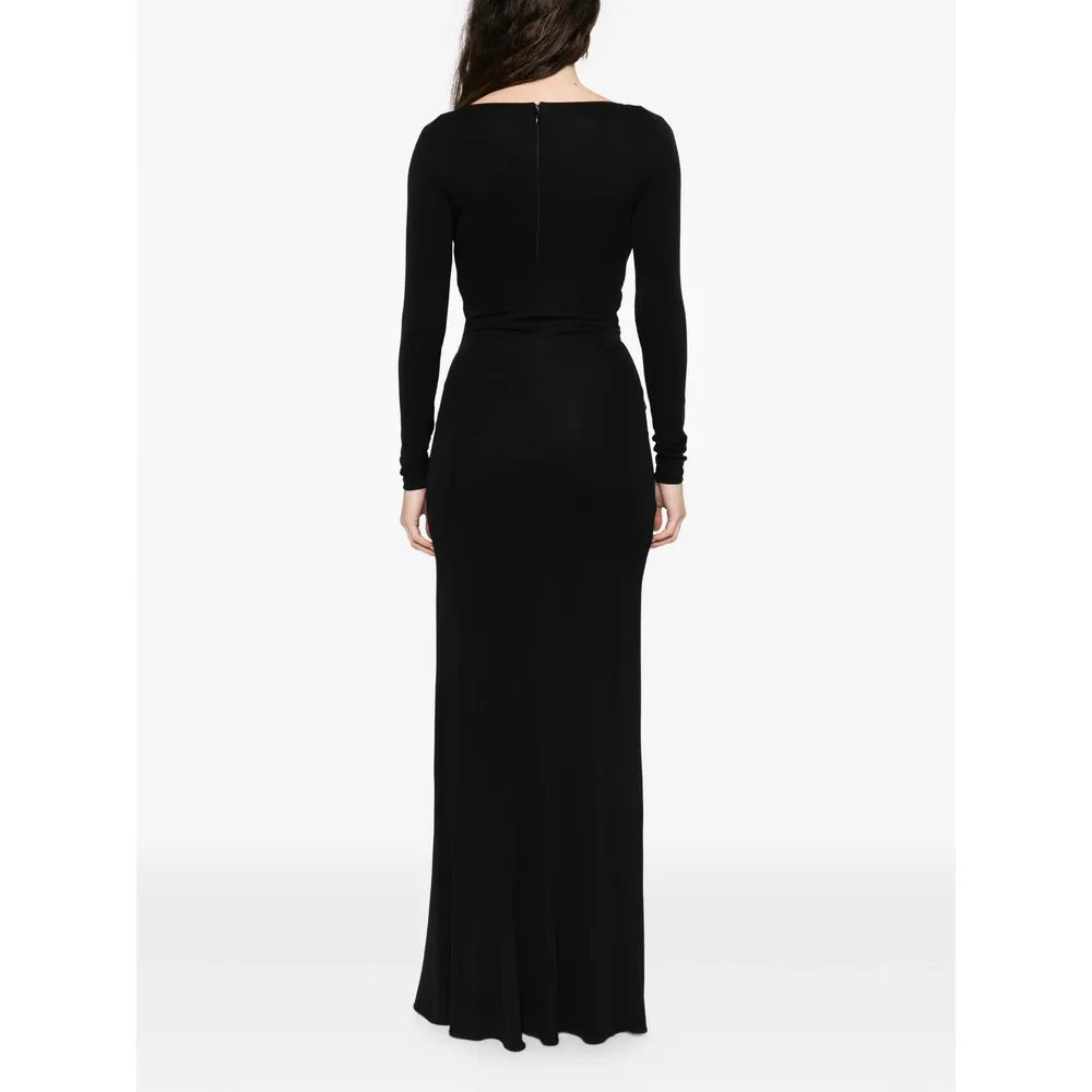 Gold-Tone Brooch Maxi Dress