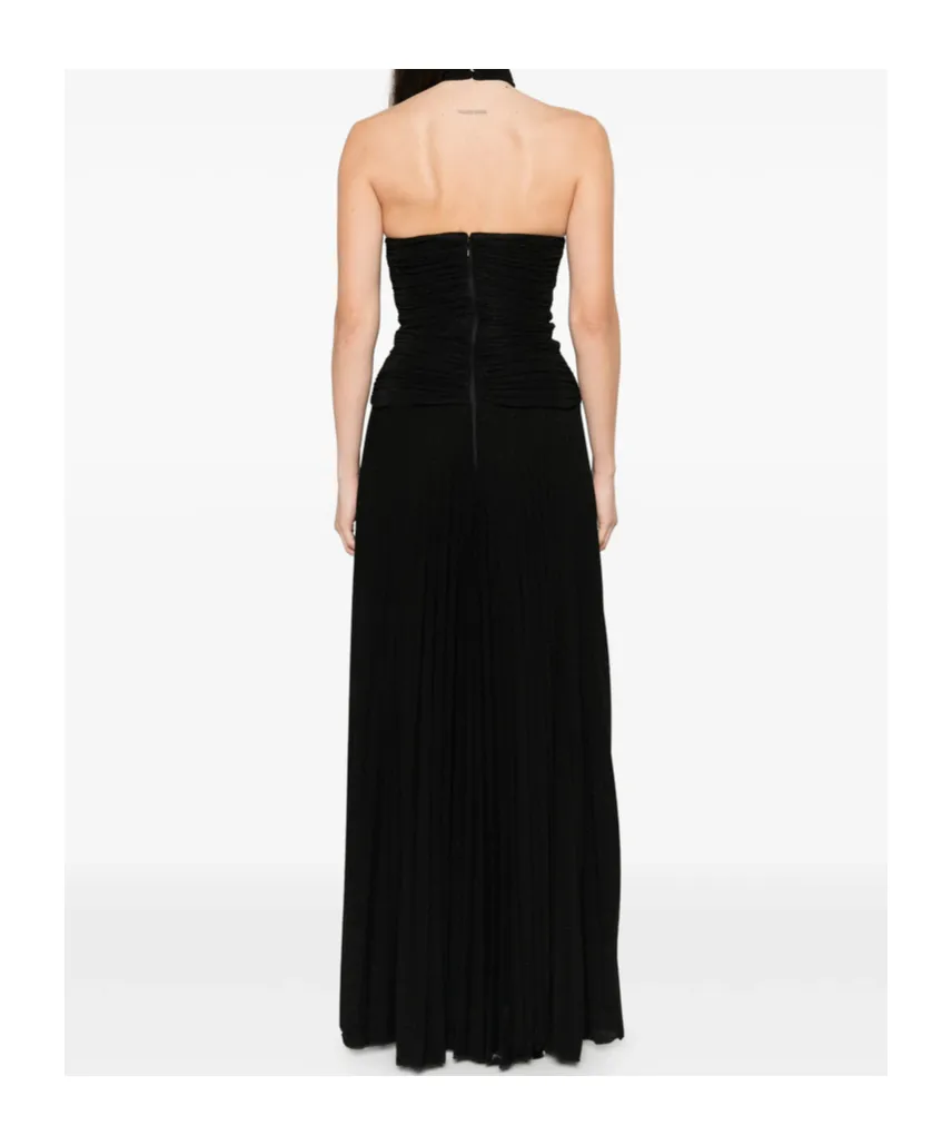 Halterneck Pleated Maxi Dress