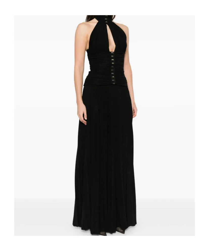 Halterneck Pleated Maxi Dress