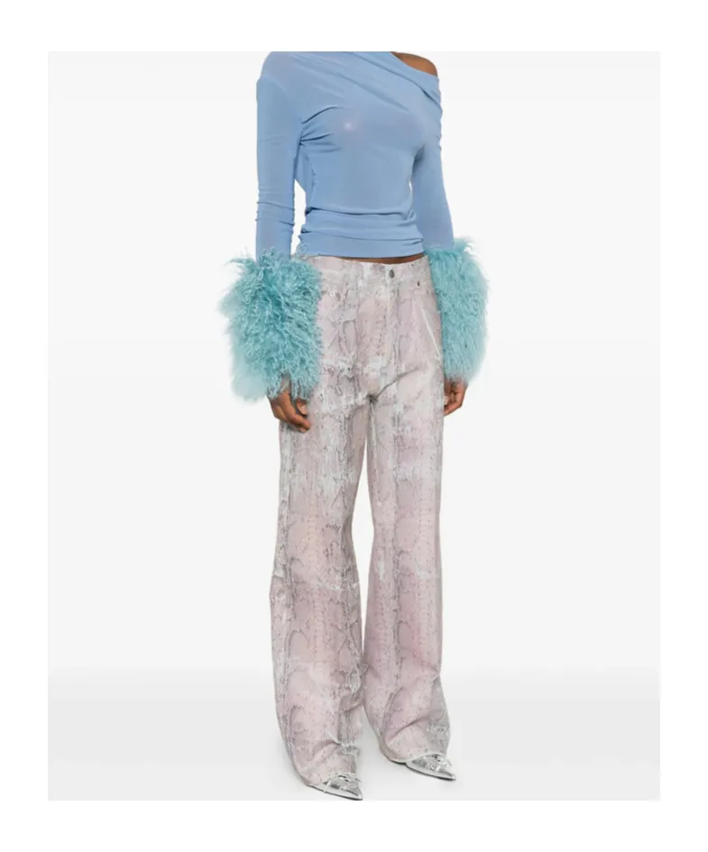 Haikure Winona Snake Print Straight-Leg Jeans