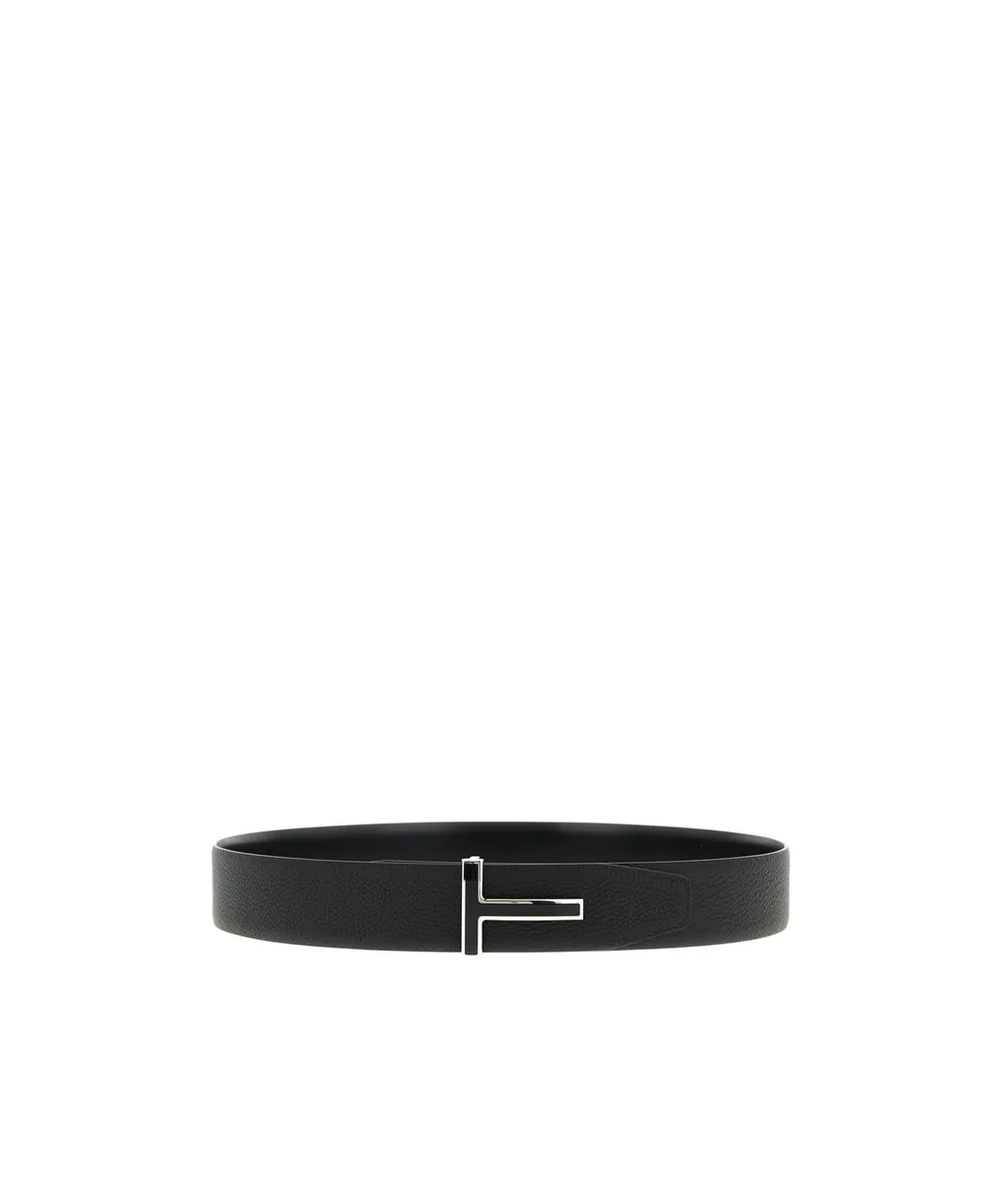 Tom Ford T Logo Plaque Buckle Belt