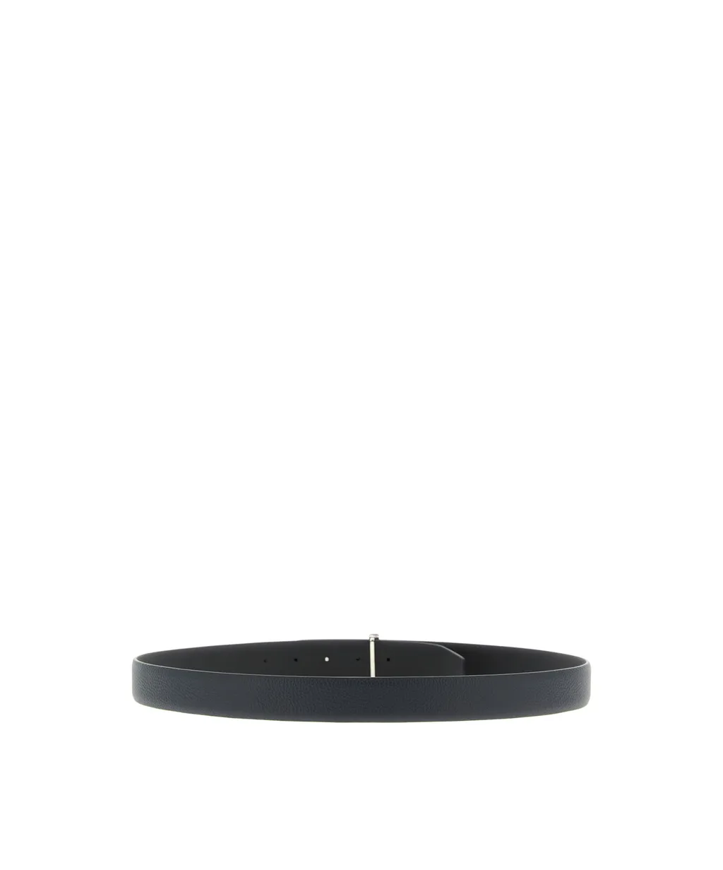 Hammered-Texture Double-Sided Leather Belt