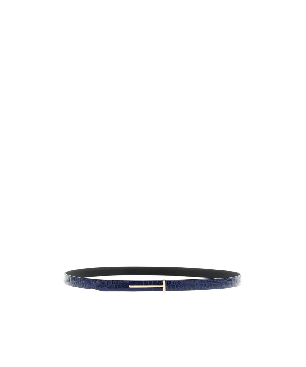 Tom Ford Shiny Stamped Embossed Slim T Belt