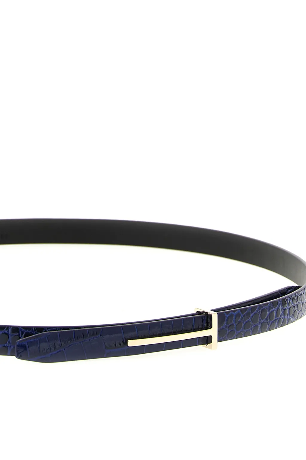 Tom Ford Shiny Stamped Embossed Slim T Belt