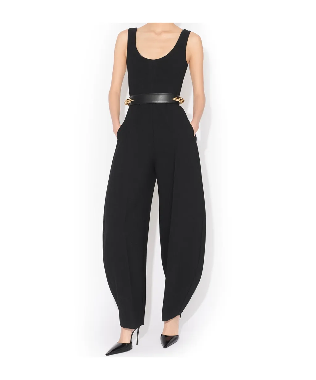 Round Crepe Wool Jumpsuit